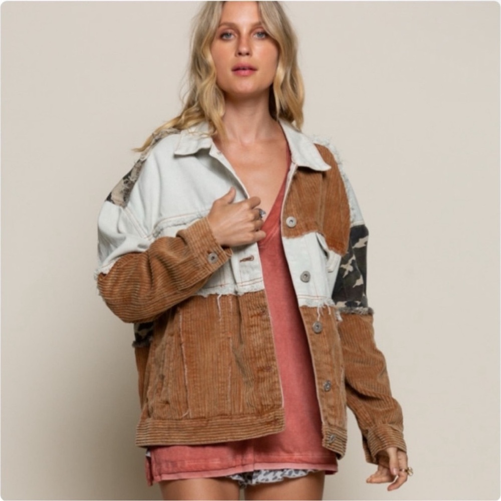 121 - Pol Patchwork Corduroy And Denim Jacket - B… - image 2